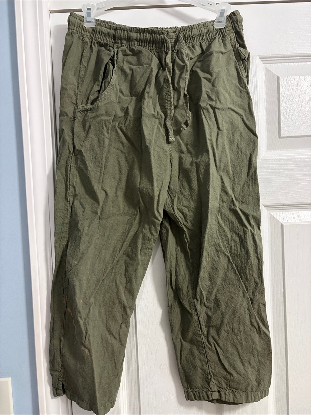 Women's Olive Green Drawstring Capris